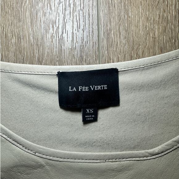 La Fee Verte Anthropologie Tan Leather Top XS Minimalist Workwear Western - Picture 3 of 8